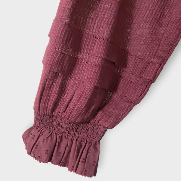 Faherty Womens Willa Blouse Catawaba Grape Purple Sz Medium Boho Peasant Classic - Picture 8 of 15